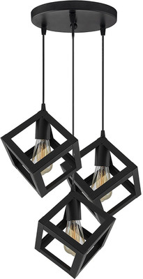 Sinoman 3 Light Cluster Metal Cube Hanging Light Lamp Pendants Ceiling Lamp(Black)