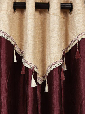 64% OFF on Cortina 210 cm (7 ft) Polyester Door Curtain Single Curtain(Floral, Maroon)