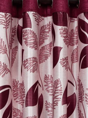 Cortina 150 cm (5 ft) Polyester Blackout Window Curtain Single Curtain(Floral, Maroon)