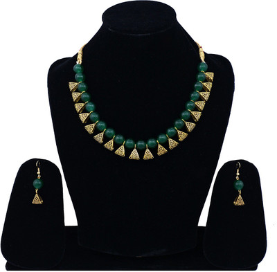 Darsha Collections Alloy Brass Green Jewellery Set(Pack of 1)