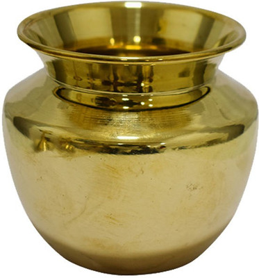 Puja N Pujari Brass Puja Kalash/ Lota/Chambu/ Kalash for pooja (4.5 Inch) Brass Kalash(Gold)