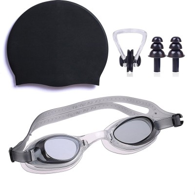 ArrowMax (silicone cap/Goggle/Earplugs/Noseplug) Black Swimming Kit