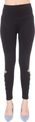 Plus Size Ankle Length  Ethnic Wear Legging(Black, Solid)