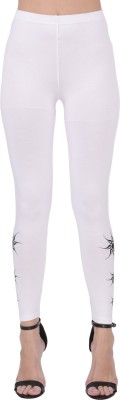 Plus Size Ankle Length  Ethnic Wear Legging(White, Solid)