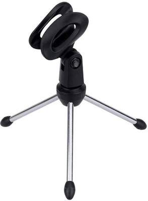 

KLUZIE Mini Desktop Mic Tripod Clamp Stand Studio Sound Recording Microphone Mount Clip Compact Size Holder Stand(Black, Steel)