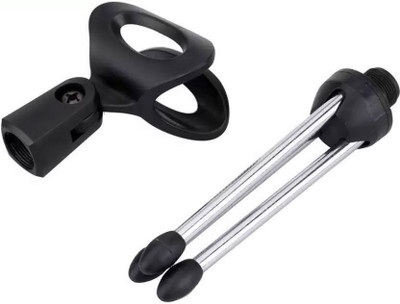 

KLUZIE Mini Desktop Mic Tripod Clamp Stand Studio Sound Recording Microphone Mount Clip Holder Compact Size Holder Stand(Black, Steel)