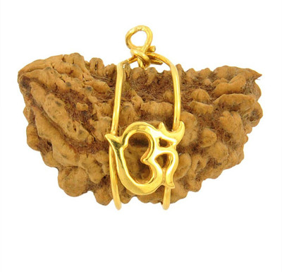Gems Jewels Online Ek Mukhi Nepali Kaju Dana Rudraksha Om Gold-plated Wood Pendant