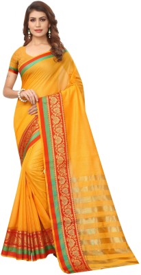 Saadhvi Printed Banarasi Silk Blend Saree(Yellow)