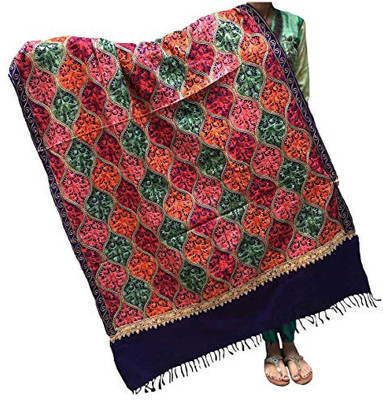 Kashmiri Wool Embroidered Women Shawl(Multicolor)
