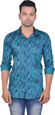 La Milano Men Printed Casual Blue Shirt