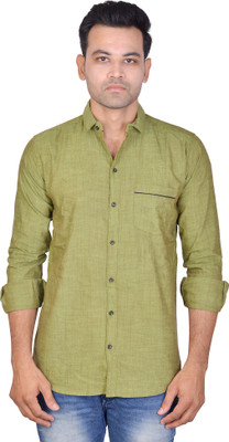 Cousin's Men Self Design Casual Green Shirt