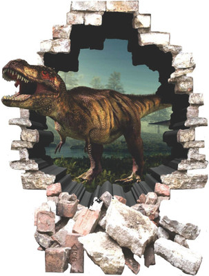 Jagvii 59 cm Dinosaur come inside from wall Self Adhesive Sticker(Pack of 1)