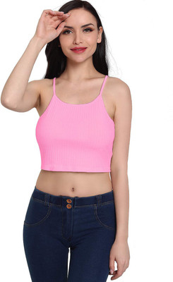 THE BLAZZE Casual Noodle Strap Self Design Women Pink Top