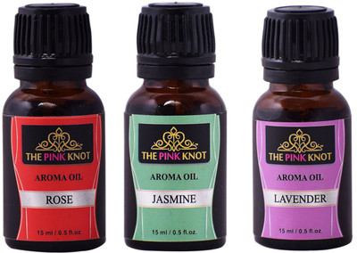THE PINK KNOT Rose , Jasmine & Lavender set of three aromatic fragrant diffuser oil (15ml each) Aroma Oil Rose , Jasmine & Lavender set of three aromatic fragrant diffuser oil(3 x 15 ml)