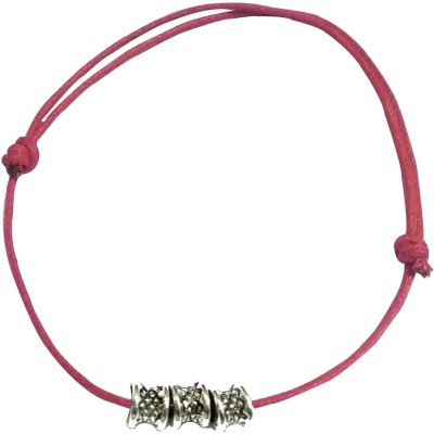 Gurjari Jewellers Red Thread Anklet with three Oxidised beads Cotton Dori Anklet