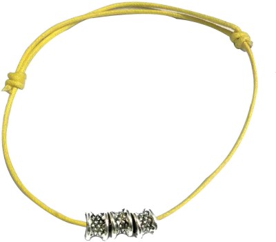 Gurjari Jewellers yellow Thread Anklet with three Oxidised beads Cotton Dori Anklet