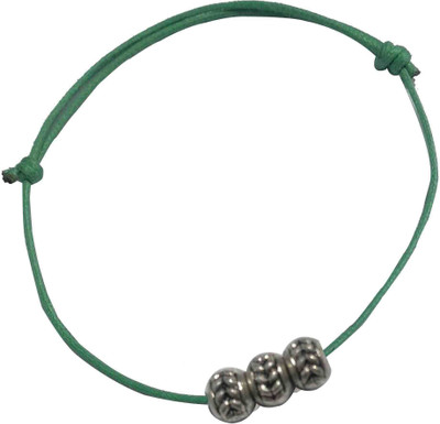 Gurjari Jewellers Black Thread Anklet with three Oxidised beads/nazariya anklet Cotton Dori Anklet