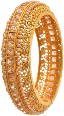 JFL-Jewellery For Less Copper Diamond, Pearl Gold-plated Kada