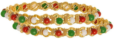 JFL-Jewellery For Less Copper Coral Gold-plated Bangle(Pack of 2)