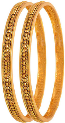 JFL Jewellery for Less Copper Gold-plated Bangle Set(Pack of 2)