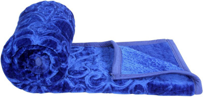 Oshano Solid Single Mink Blanket for  Heavy Winter(Polyester, ROYALBLUE)