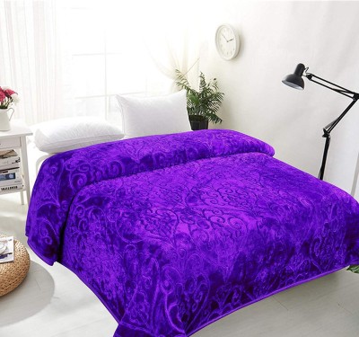 Deeksha Solid Double Mink Blanket for  Heavy Winter(Poly Cotton, Purple)