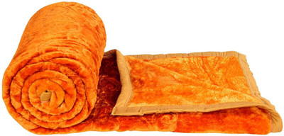 Oshano Solid Single Mink Blanket for  Heavy Winter(Polyester, CAMEL BROWN)