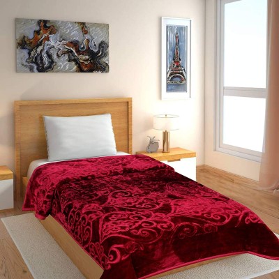 Deeksha Self Design Double Mink Blanket for  Heavy Winter(Poly Cotton, Red)