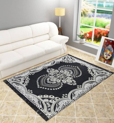 THE FRESH LIVERY Black Cotton Carpet(4 ft,  X 6 ft, Rectangle)