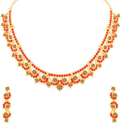 Sukkhi Alloy Gold-plated Red, Bronze Jewellery Set(Pack of 1)