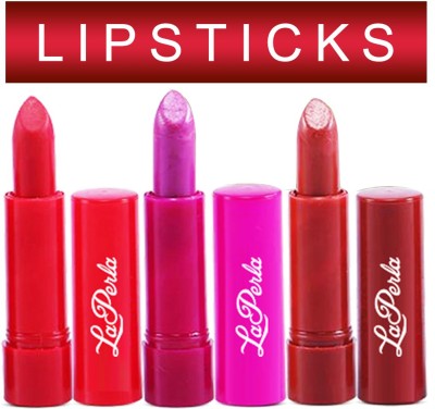 La Perla Color Addiction Lipstick Pack of 3(Red, Purple, Brown, 4.5 g)