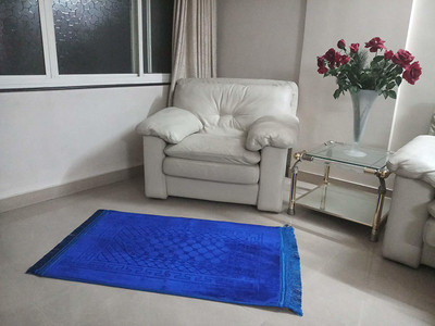 MOMIN BAZAAR Velvet Prayer Mat(Blue, Extra Large)