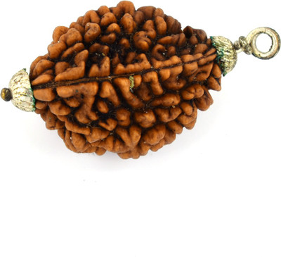 Gems Jewels Online Two Mukhi Nepali Rudraksha Silver Wood Pendant