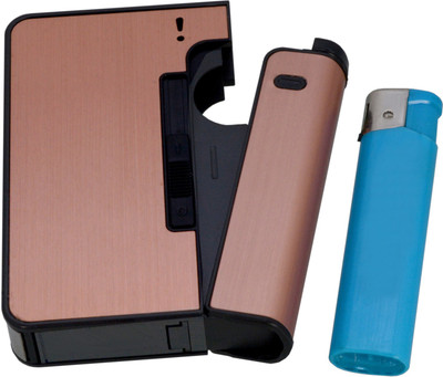 JMALL Refillable Cigarette Lighter With 10 Cigarette Holder- LN 10 2 Pocket Lighter(Brown)