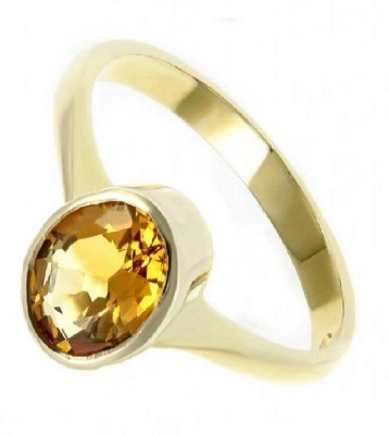 GALAXY ASTRO Yellow Sapphire Ring With Natural Pukhraj Stone Lab Certified Stone Sapphire Gold Plated Ring
