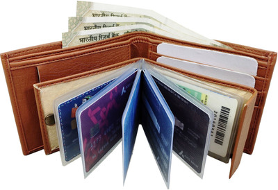 Rozvolt Men Casual Tan Artificial Leather Wallet(7 Card Slots)