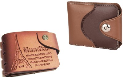 Mundkar Men Tan, Brown Artificial Leather Wallet(3 Card Slots, Pack of 2)