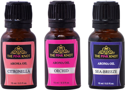 THE PINK KNOT Orchids , Citronella & Sea Breeze set of three aromatic fragrant diffuser oil (15ml each) Aroma Oil three aromatic fragrant diffuser oil (15ml each)(3 x 15 ml)