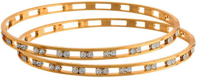 JFL-Jewellery For Less Copper Diamond Gold-plated Bangle(Pack of 2)