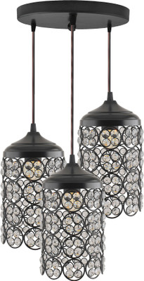 Homesake 3-Lights Round Cluster Cylinder Chandelier Quad Crystal Hanging Light Chandelier Ceiling Lamp(Black)