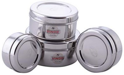 VINOD Steel Fridge Container  - 500 ml, 300 ml, 400 ml, 750 ml(Pack of 4, Silver)