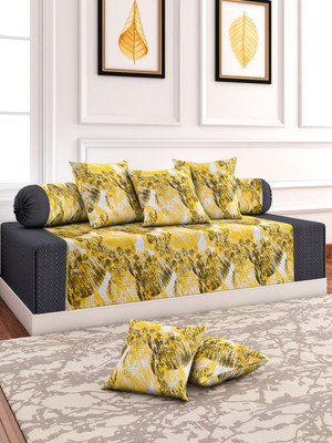 SOUMYA Cotton Abstract Diwan Set(Yellow)