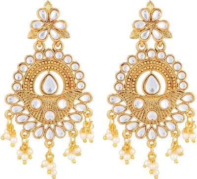 LUXOR Jhumkhi Pearls Dangle & Drop Kundan Diamond Alloy Chandbali Earring