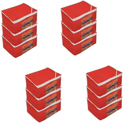 Fashion Bizz Regular Red Multi Saree Cover 12 Pcs combo(Red)