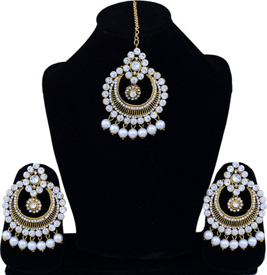 Darsha Collections Alloy Gold-plated White Jewellery Set(Pack of 1)