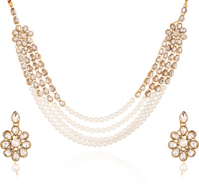 CATALYST Crystal Gold-plated White Jewellery Set(Pack of 1)