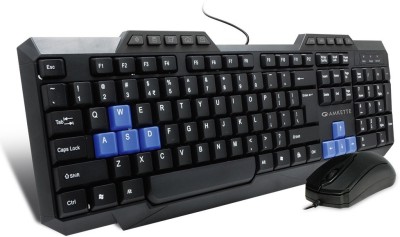 AMKETTE Xcite Neo Mouse & Wired USB Laptop Keyboard(Black)