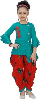 Arshia Fashions Girls Festive & Party Kurta and Patiala Set(Light Blue Pack of 1)