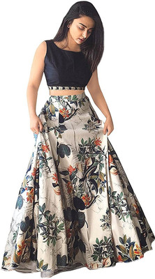 Saadhvi Floral Print, Printed Semi Stitched Lehenga Choli(Multicolor)