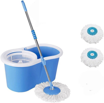 GADGET TREE Bucket Mop - 360 Degree Self Spin Wringing With 2 Super Absorbers for Home & Office Floor Mop Set(Multicolor)